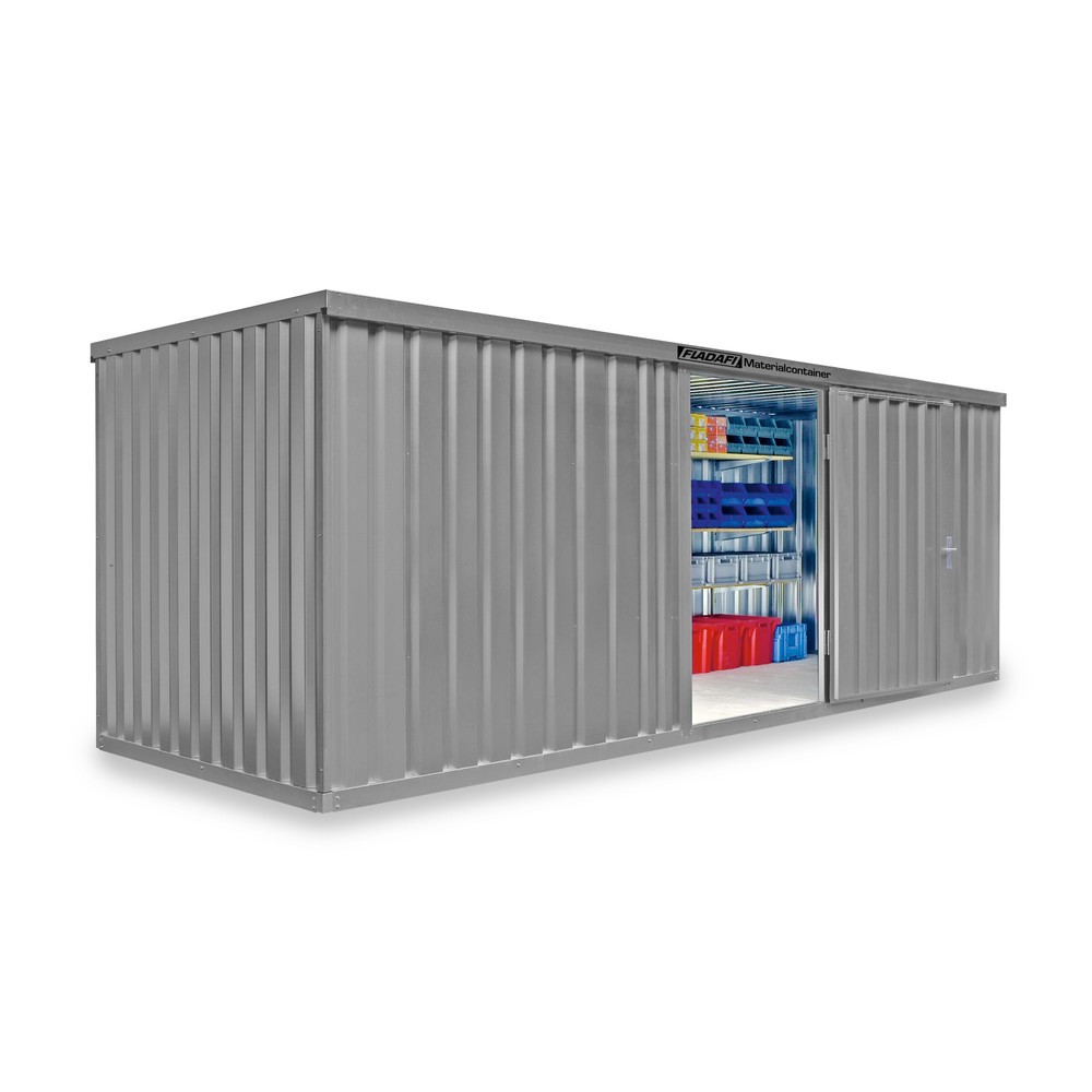Product afbeelding: Materiaalcontainer afzonderlijke module, hxbxd 2.150 x 6.080 x 2.170 mm, gemonteerd, houten bodem, gelakt, lichtgrijs