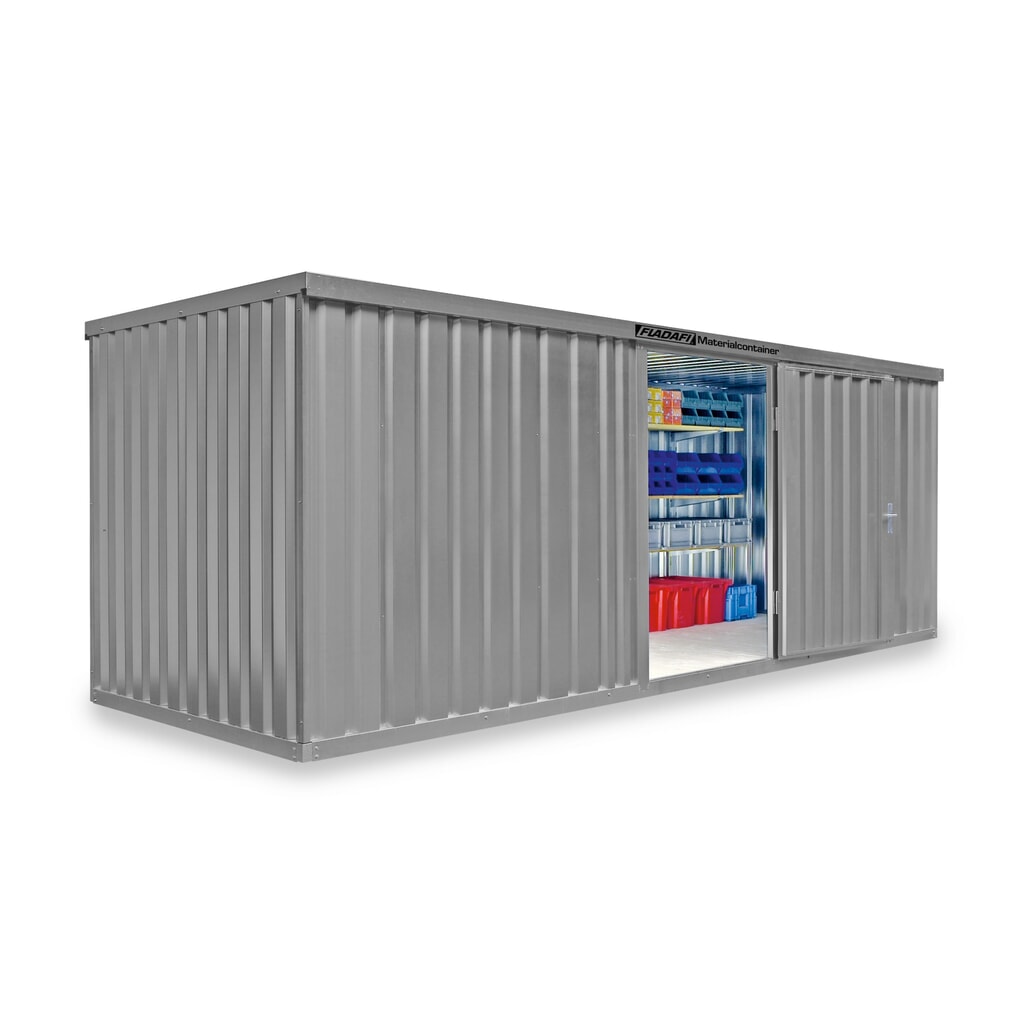 FLADAFI® materiaalcontainer als enkele module, geverfd, hxbxd 2.150 x 6.080 x 2.170 mm, gemonteerd, houten vloer, lichtgrijs Product afbeelding: FLADAFI® materiaalcontainer als enkele module, geverfd, hxbxd 2.150 x 6.080 x 2.170 mm, gemonteerd, houten vloer, lichtgrijs