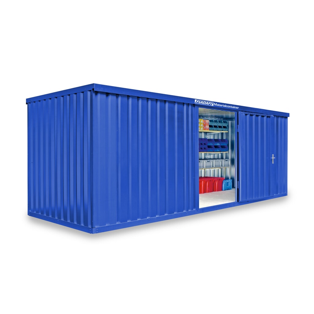 FLADAFI® materiaalcontainer als enkele module, geverfd, hxbxd 2.150 x 6.080 x 2.170 mm, gemonteerd, houten vloer, gentiaanblauw Product afbeelding: FLADAFI® materiaalcontainer als enkele module, geverfd, hxbxd 2.150 x 6.080 x 2.170 mm, gemonteerd, houten vloer, gentiaanblauw