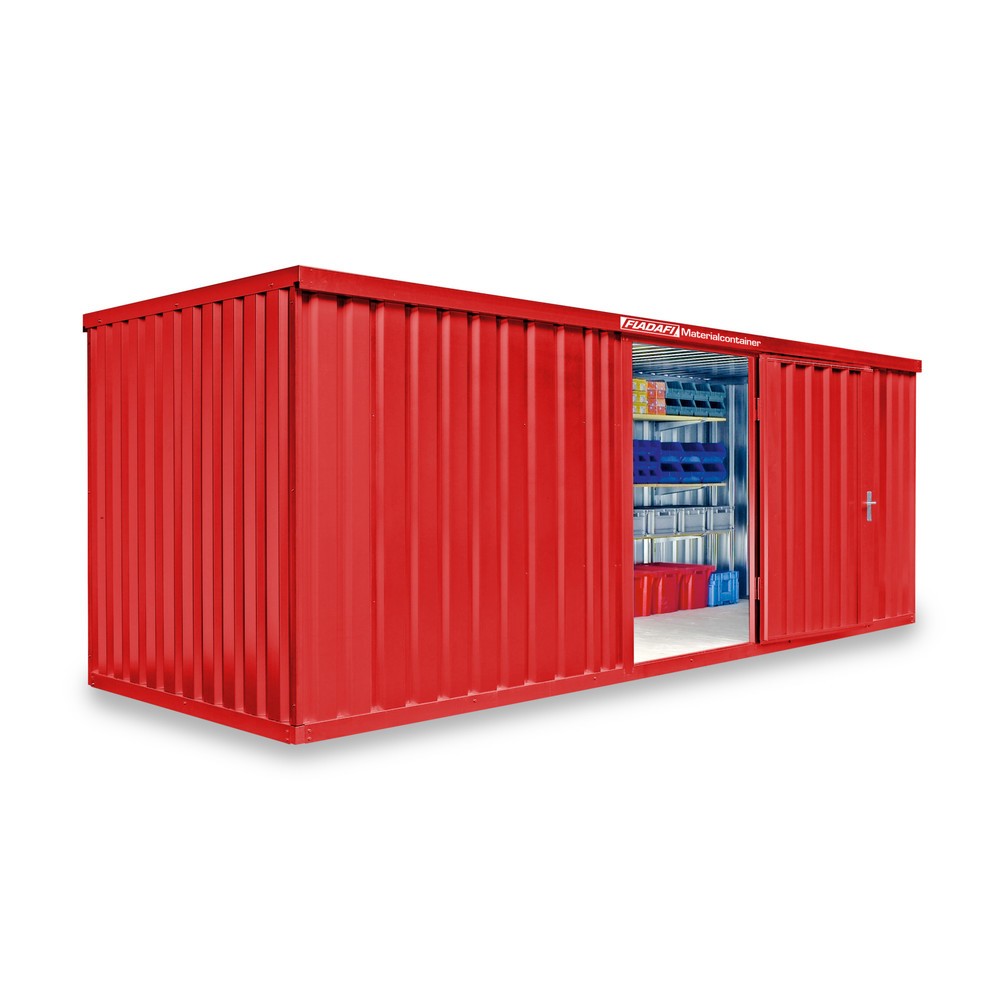 Product afbeelding: Materiaalcontainer afzonderlijke module, hxbxd 2.150 x 6.080 x 2.170 mm, gemonteerd, houten bodem, gelakt, vuurrood