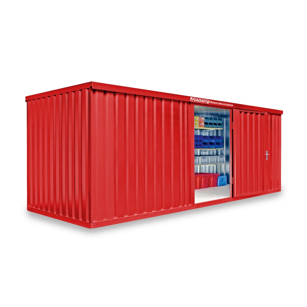 FLADAFI® materiaalcontainer als enkele module, geverfd, hxbxd 2.150 x 6.080 x 2.170 mm, gemonteerd, houten vloer, vuurrood Product afbeelding: FLADAFI® materiaalcontainer als enkele module, geverfd, hxbxd 2.150 x 6.080 x 2.170 mm, gemonteerd, houten vloer, vuurrood