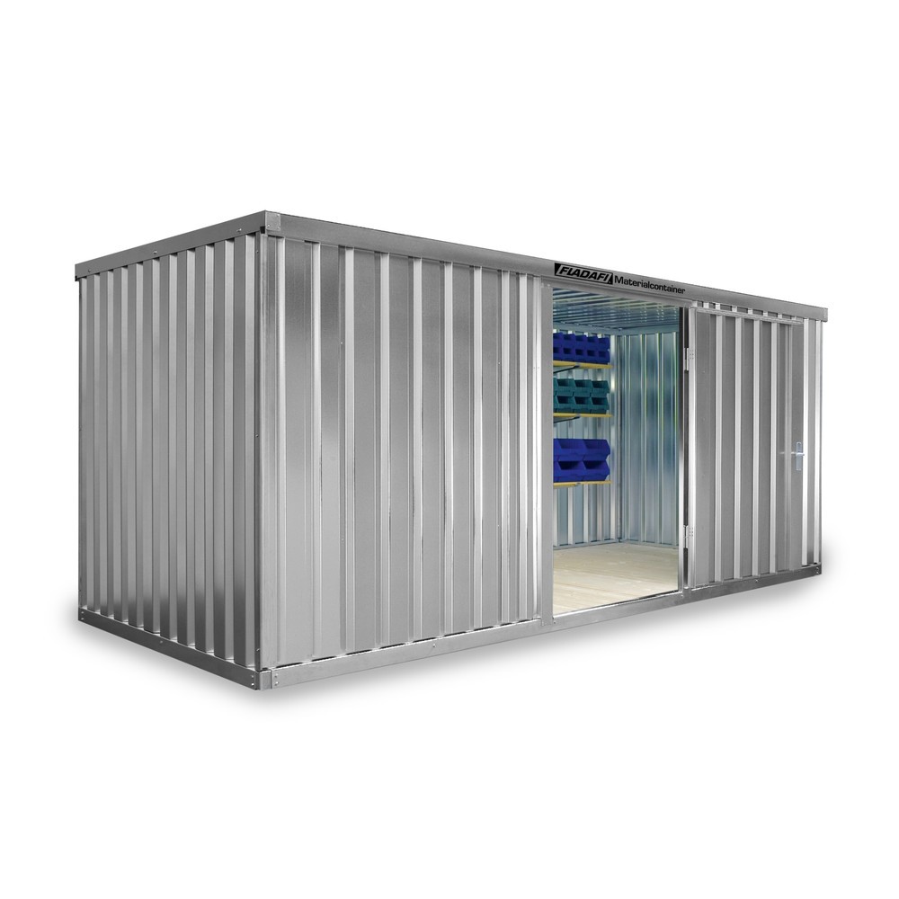 Product afbeelding: Materiaalcontainer afzonderlijke module, hxbxd 2.150 x 5.080 x 2.170 mm, gemonteerd, houten bodem, gelakt, lichtgrijs