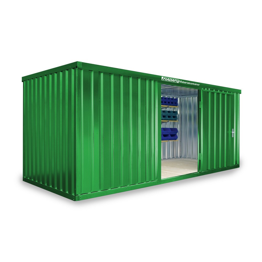 Product afbeelding: Materiaalcontainer afzonderlijke module, hxbxd 2.150 x 5.080 x 2.170 mm, gemonteerd, houten bodem, gelakt, grasgroen