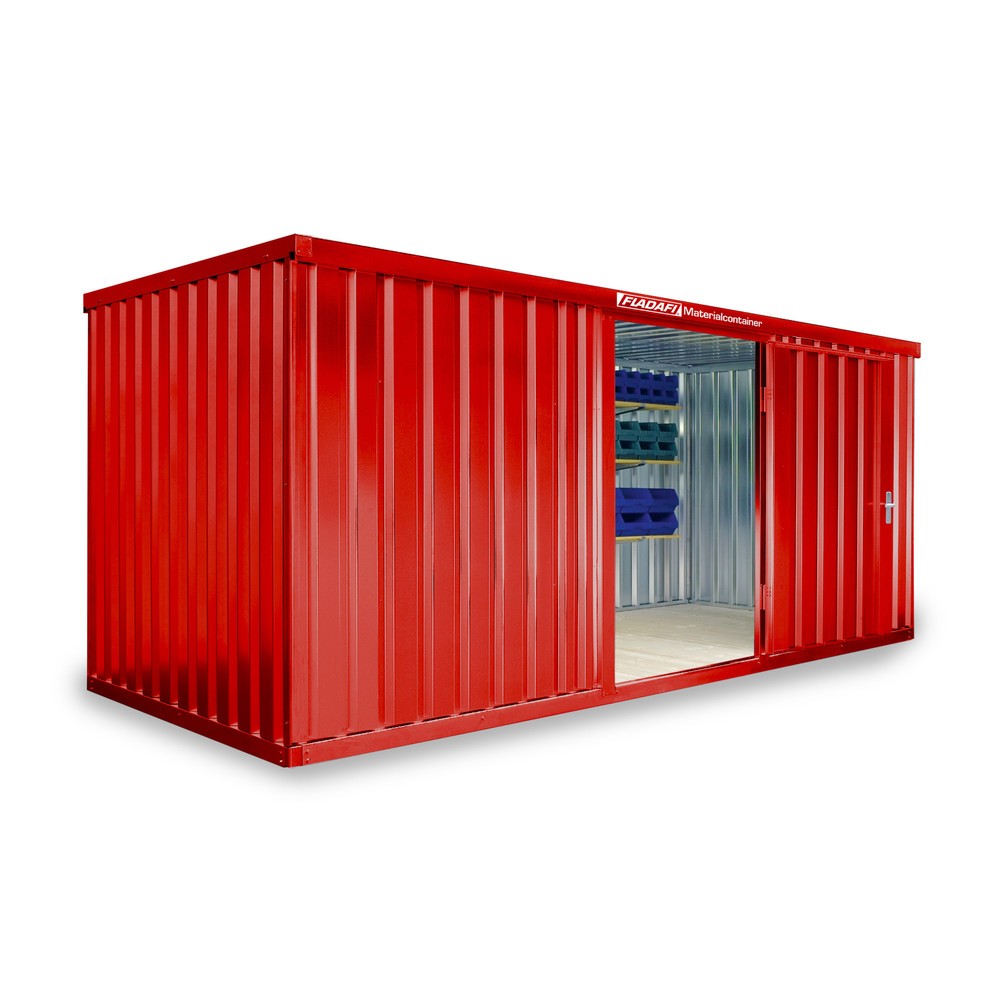Product afbeelding: Materiaalcontainer afzonderlijke module, hxbxd 2.150 x 5.080 x 2.170 mm, gemonteerd, houten bodem, gelakt, vuurrood