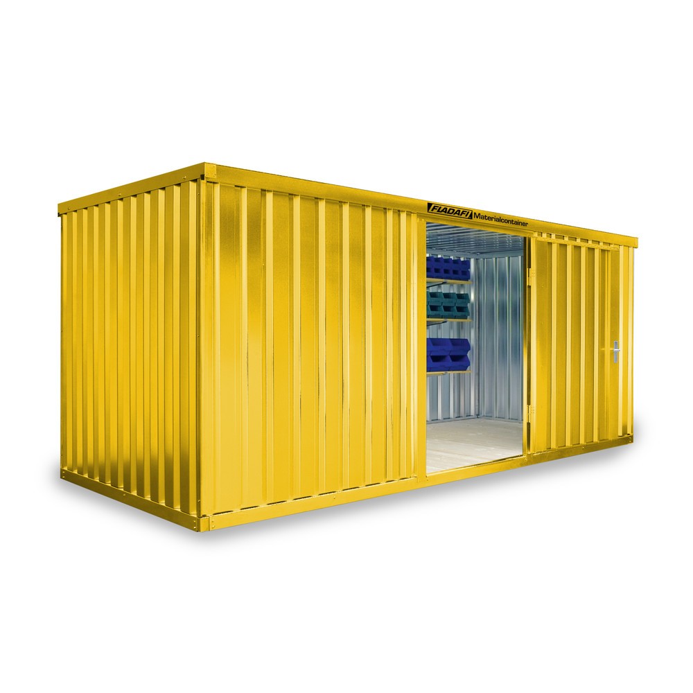 Product afbeelding: Materiaalcontainer afzonderlijke module, hxbxd 2.150 x 5.080 x 2.170 mm, gemonteerd, houten bodem, gelakt, signaalgeel