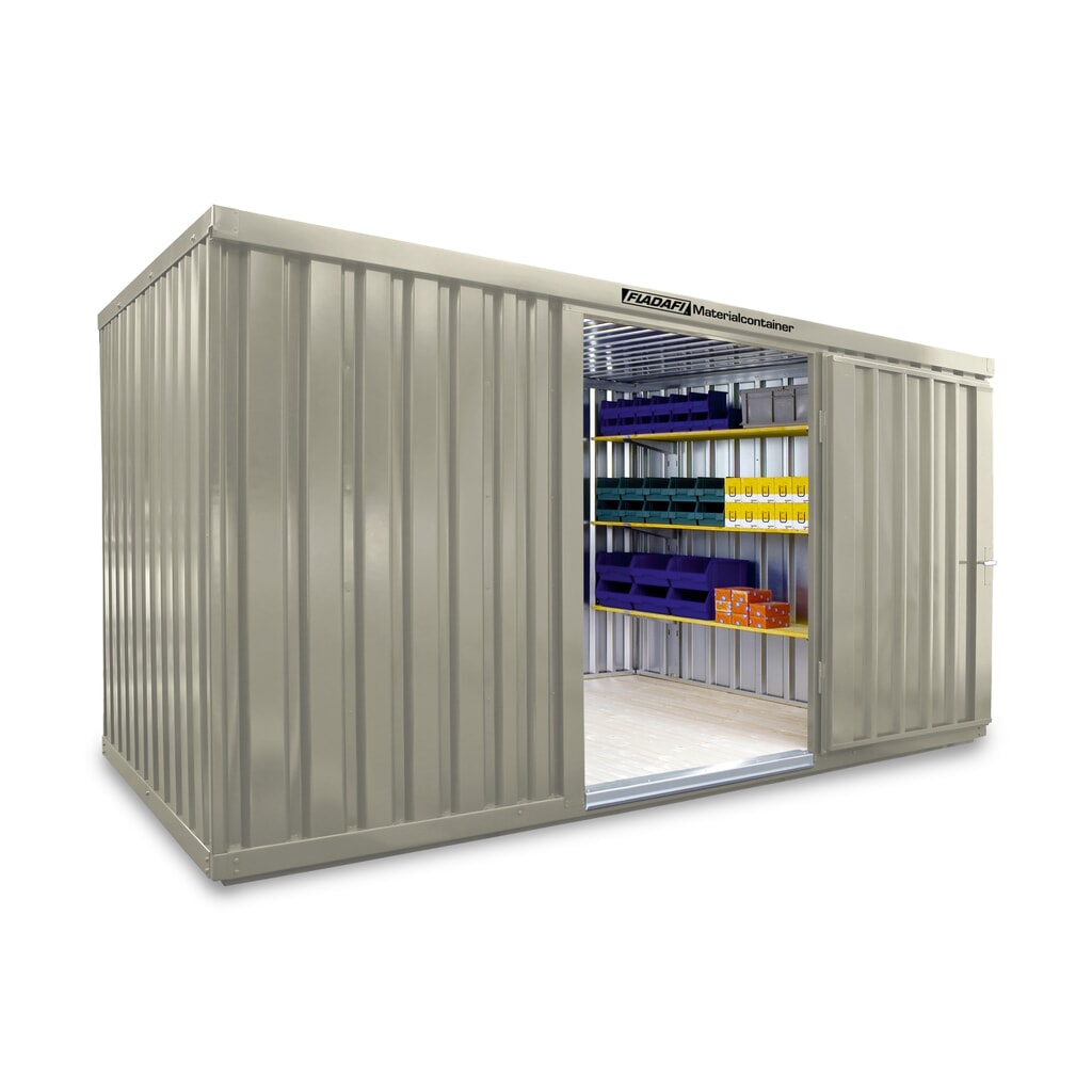 FLADAFI® materiaalcontainer als enkele module, geverfd, hxbxd 2.150 x 4.050 x 2.170 mm, gemonteerd, houten vloer, grijswit Product afbeelding: FLADAFI® materiaalcontainer als enkele module, geverfd, hxbxd 2.150 x 4.050 x 2.170 mm, gemonteerd, houten vloer, grijswit