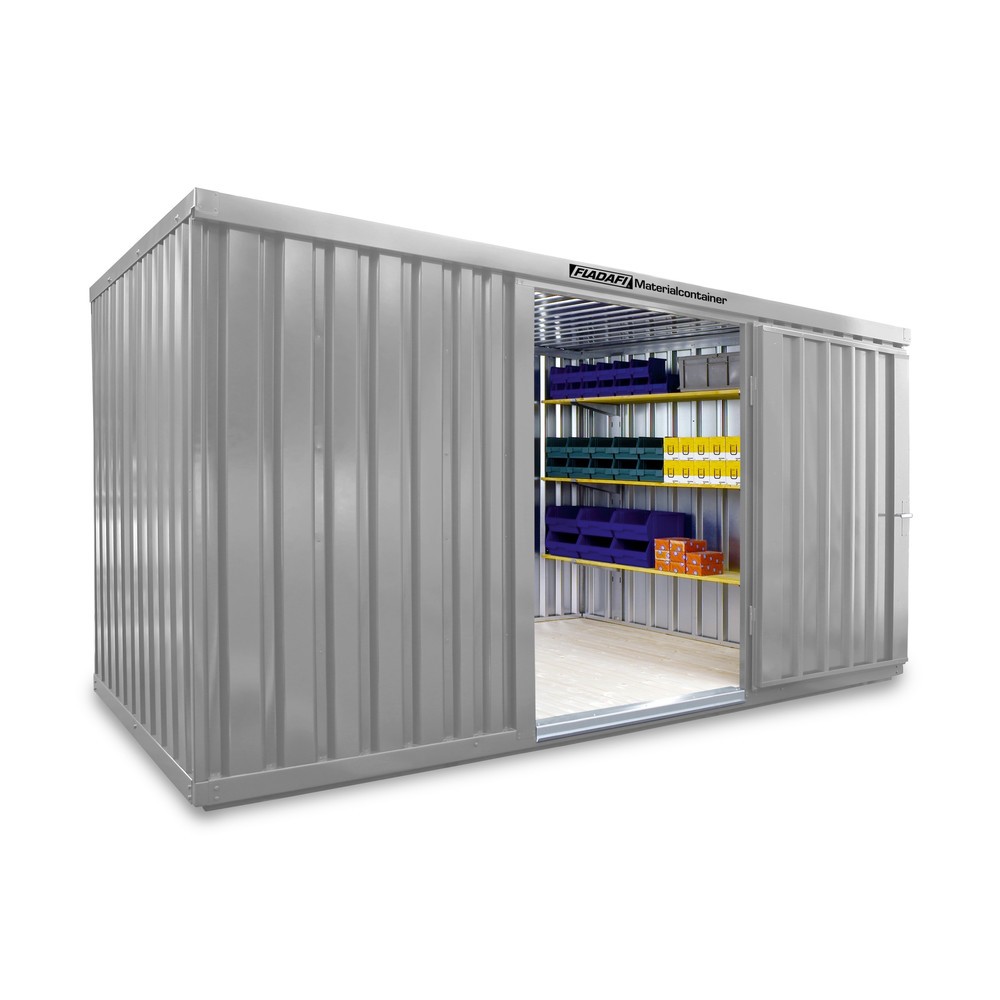 Product afbeelding: Materiaalcontainer afzonderlijke module, hxbxd 2.150 x 4.050 x 2.170 mm, gemonteerd, houten bodem, gelakt, lichtgrijs