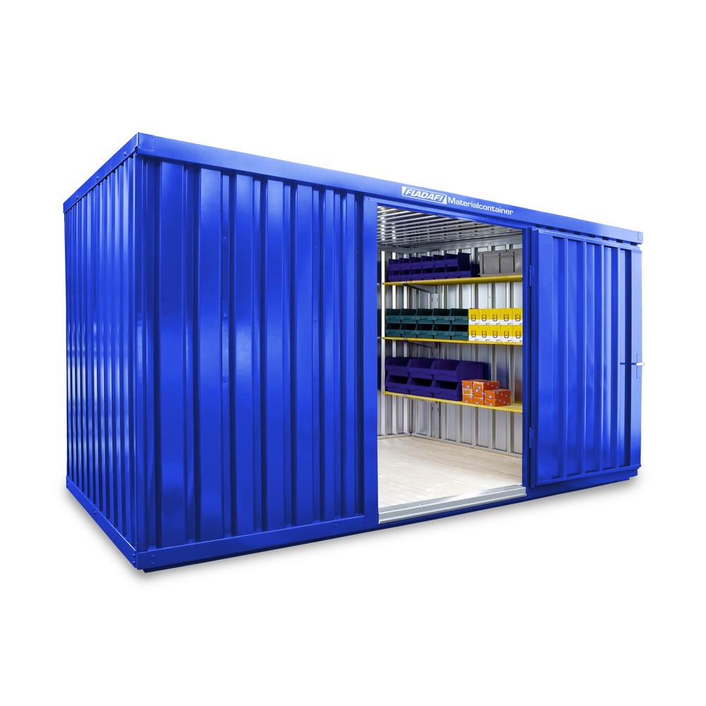 Product afbeelding: Materiaalcontainer afzonderlijke module, hxbxd 2.150 x 4.050 x 2.170 mm, gemonteerd, houten bodem, gelakt, gentiaanblauw