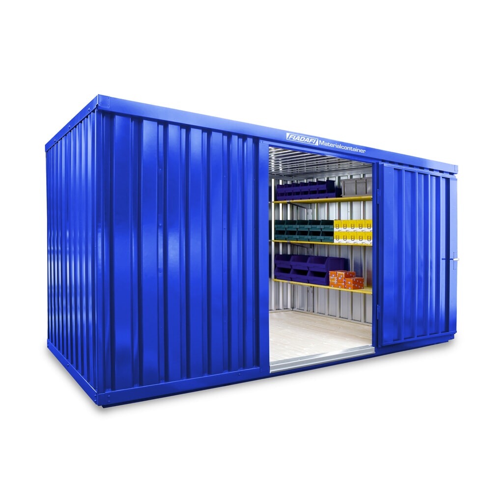 FLADAFI® materiaalcontainer als enkele module, geverfd, hxbxd 2.150 x 4.050 x 2.170 mm, gemonteerd, houten vloer, gentiaanblauw Product afbeelding: FLADAFI® materiaalcontainer als enkele module, geverfd, hxbxd 2.150 x 4.050 x 2.170 mm, gemonteerd, houten vloer, gentiaanblauw