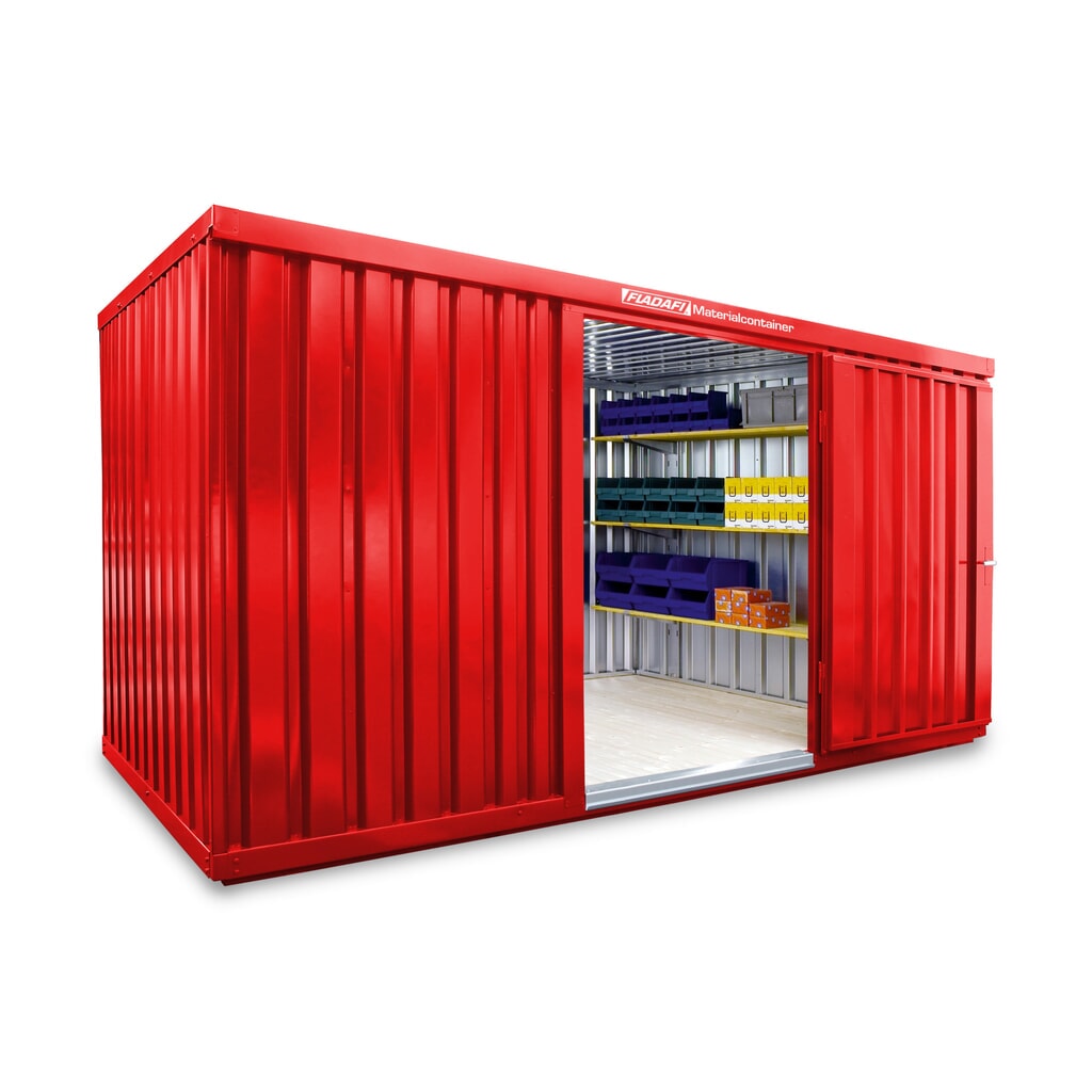 FLADAFI® materiaalcontainer als enkele module, geverfd, hxbxd 2.150 x 4.050 x 2.170 mm, gemonteerd, houten vloer, vuurrood Product afbeelding: FLADAFI® materiaalcontainer als enkele module, geverfd, hxbxd 2.150 x 4.050 x 2.170 mm, gemonteerd, houten vloer, vuurrood