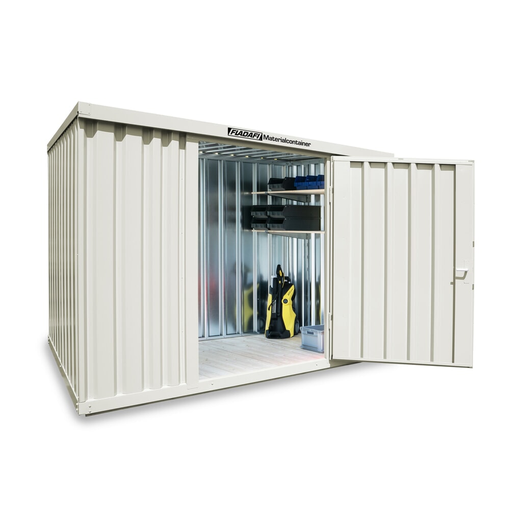 FLADAFI® materiaalcontainer als enkele module, geverfd, hxbxd 2.150 x 3.050 x 2.170 mm, gemonteerd, houten vloer, grijswit Product afbeelding: FLADAFI® materiaalcontainer als enkele module, geverfd, hxbxd 2.150 x 3.050 x 2.170 mm, gemonteerd, houten vloer, grijswit
