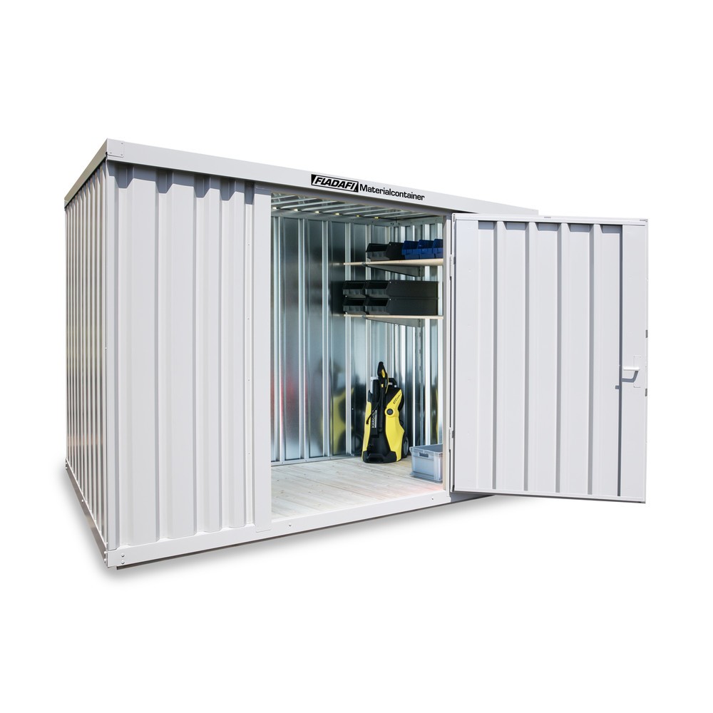 Product afbeelding: Materiaalcontainer afzonderlijke module, hxbxd 2.150 x 3.050 x 2.170 mm, gemonteerd, houten bodem, gelakt, lichtgrijs