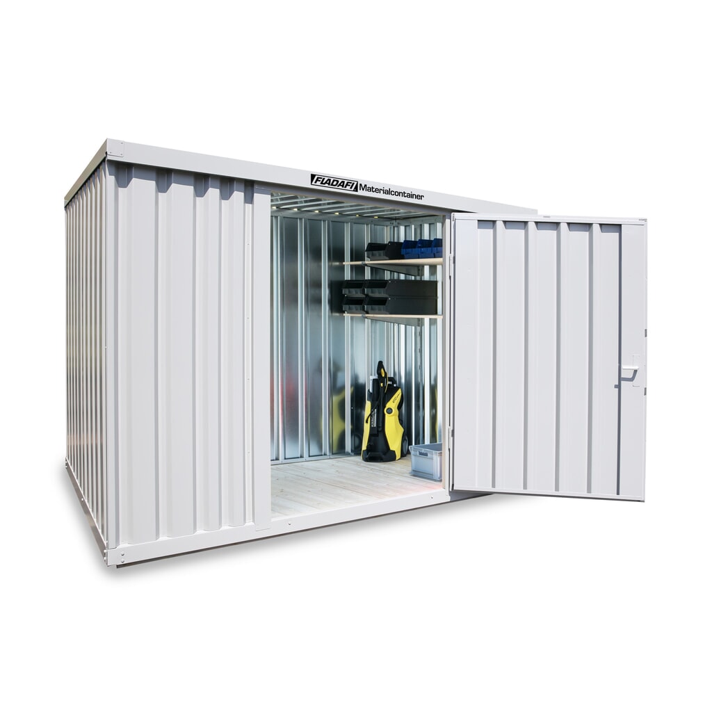 Product afbeelding: FLADAFI® materiaalcontainer als enkele module, geverfd, hxbxd 2.150 x 3.050 x 2.170 mm, gemonteerd, houten vloer, lichtgrijs