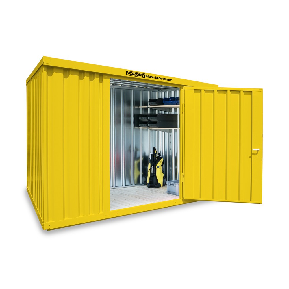 Product afbeelding: Materiaalcontainer afzonderlijke module, hxbxd 2.150 x 3.050 x 2.170 mm, gemonteerd, houten bodem, gelakt, signaalgeel