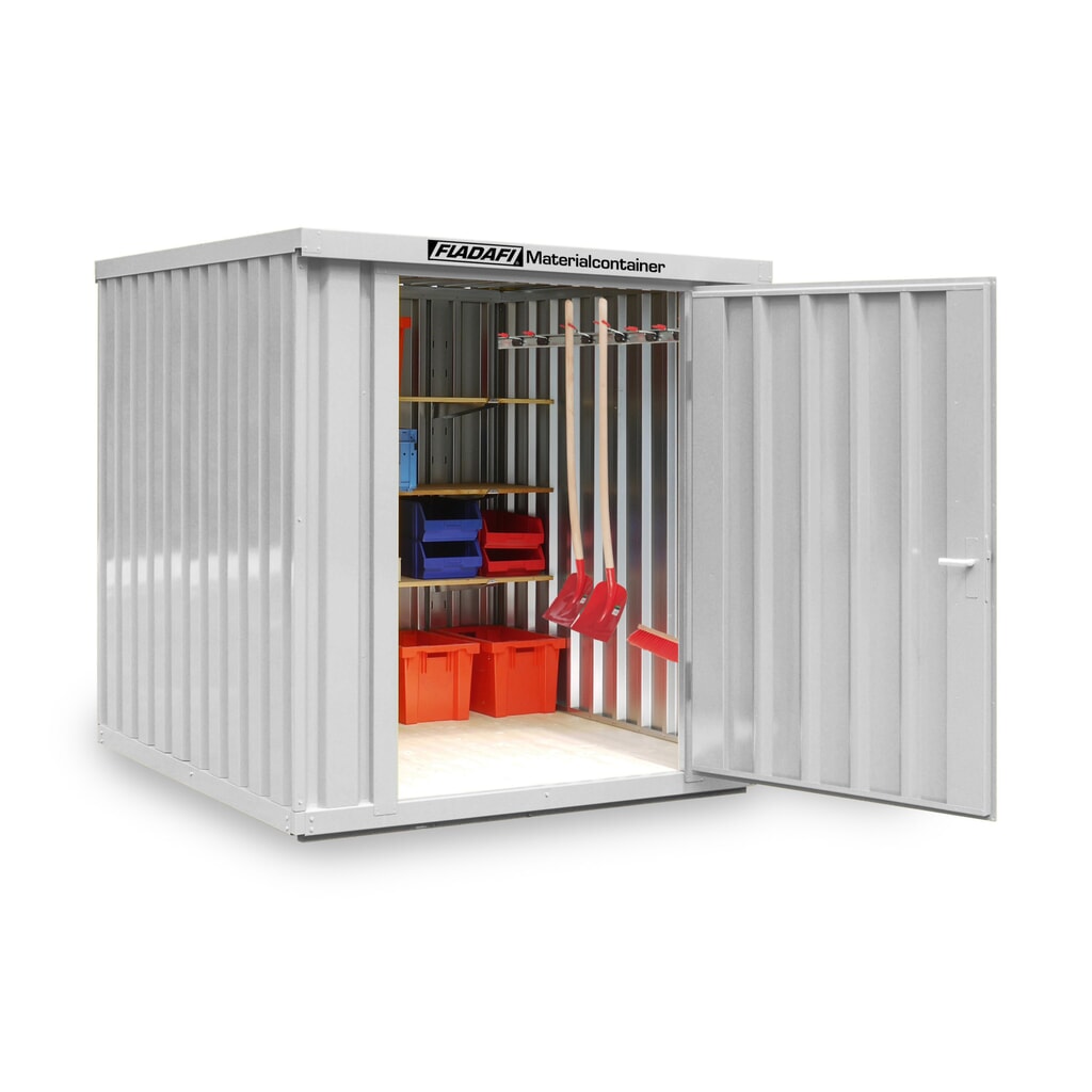 FLADAFI® materiaalcontainer als enkele module, geverfd, hxbxd 2.150 x 2.100 x 2.170 mm, gemonteerd, houten vloer, lichtgrijs Product afbeelding: FLADAFI® materiaalcontainer als enkele module, geverfd, hxbxd 2.150 x 2.100 x 2.170 mm, gemonteerd, houten vloer, lichtgrijs