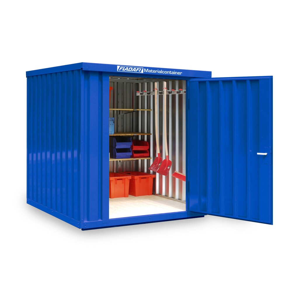 Product afbeelding: FLADAFI® materiaalcontainer als enkele module, geverfd, hxbxd 2.150 x 2.100 x 2.170 mm, gemonteerd, houten vloer, gentiaanblauw