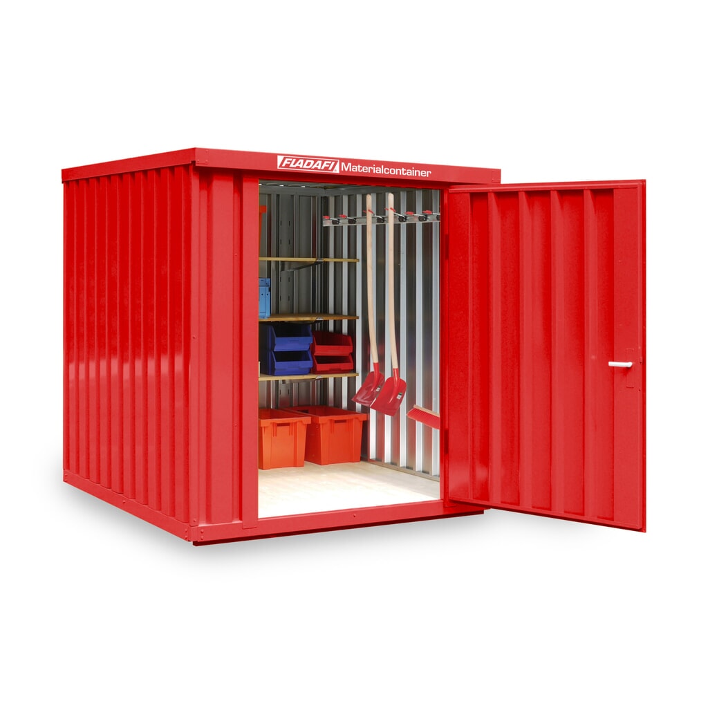 Product afbeelding: FLADAFI® materiaalcontainer als enkele module, geverfd, hxbxd 2.150 x 2.100 x 2.170 mm, gemonteerd, houten vloer, vuurrood
