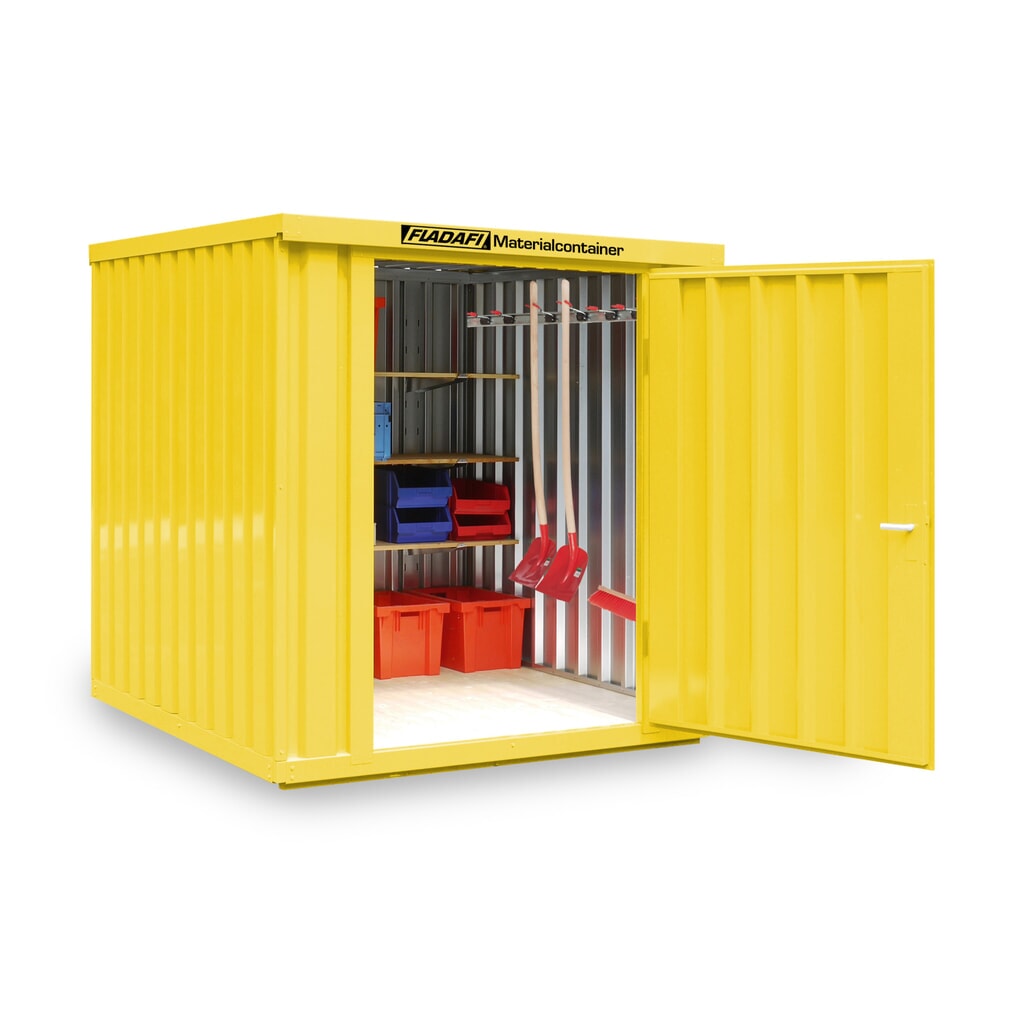 Product afbeelding: FLADAFI® materiaalcontainer als enkele module, geverfd, hxbxd 2.150 x 2.100 x 2.170 mm, gemonteerd, houten vloer, signaalgeel
