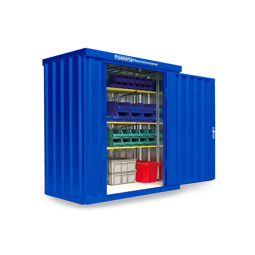 Product afbeelding: Materiaalcontainer afzonderlijke module, hxbxd 2.150 x 2.100 x 1.140 mm, gedemonteerd, houten bodem, gelakt, gentiaanblauw