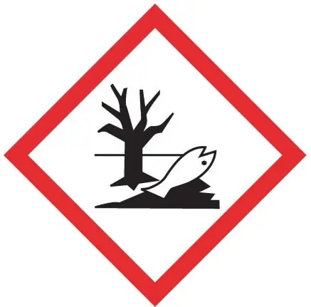 Gevaarsymbool voor milieu- en waterverontreinigende evenals ozonlaag beschadigende stoffen
