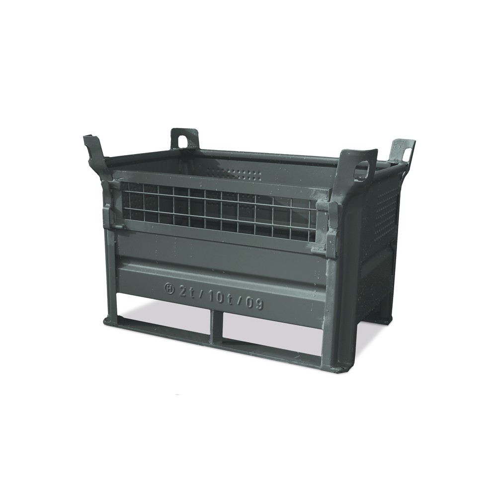 Productafbeelding nr. 2: Meerprijs ½ roosterklep voor stapelbak HESON®, met skids, capaciteit 1.000 kg, bxd 1.000 x 800 mm