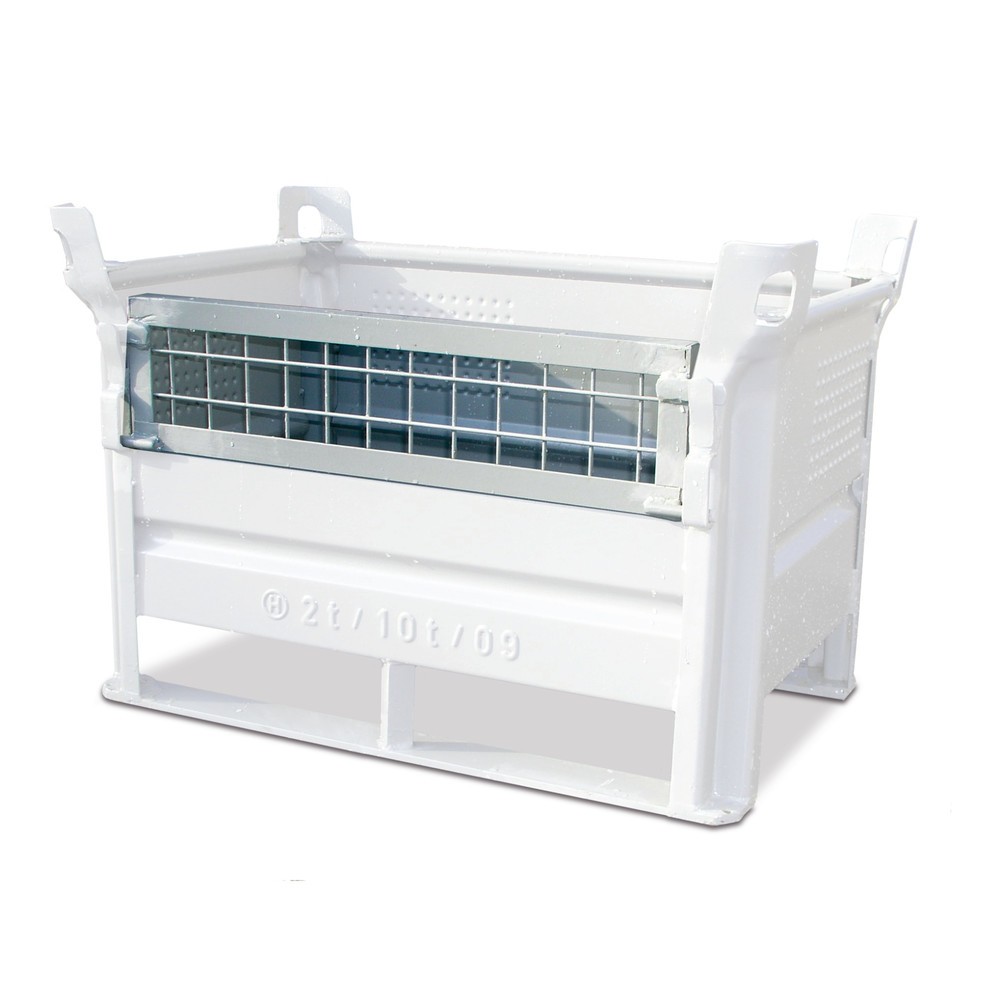 Product afbeelding: Meerprijs ½ roosterklep voor stapelbak HESON®, met skids, capaciteit 1.000 kg, bxd 1.000 x 800 mm