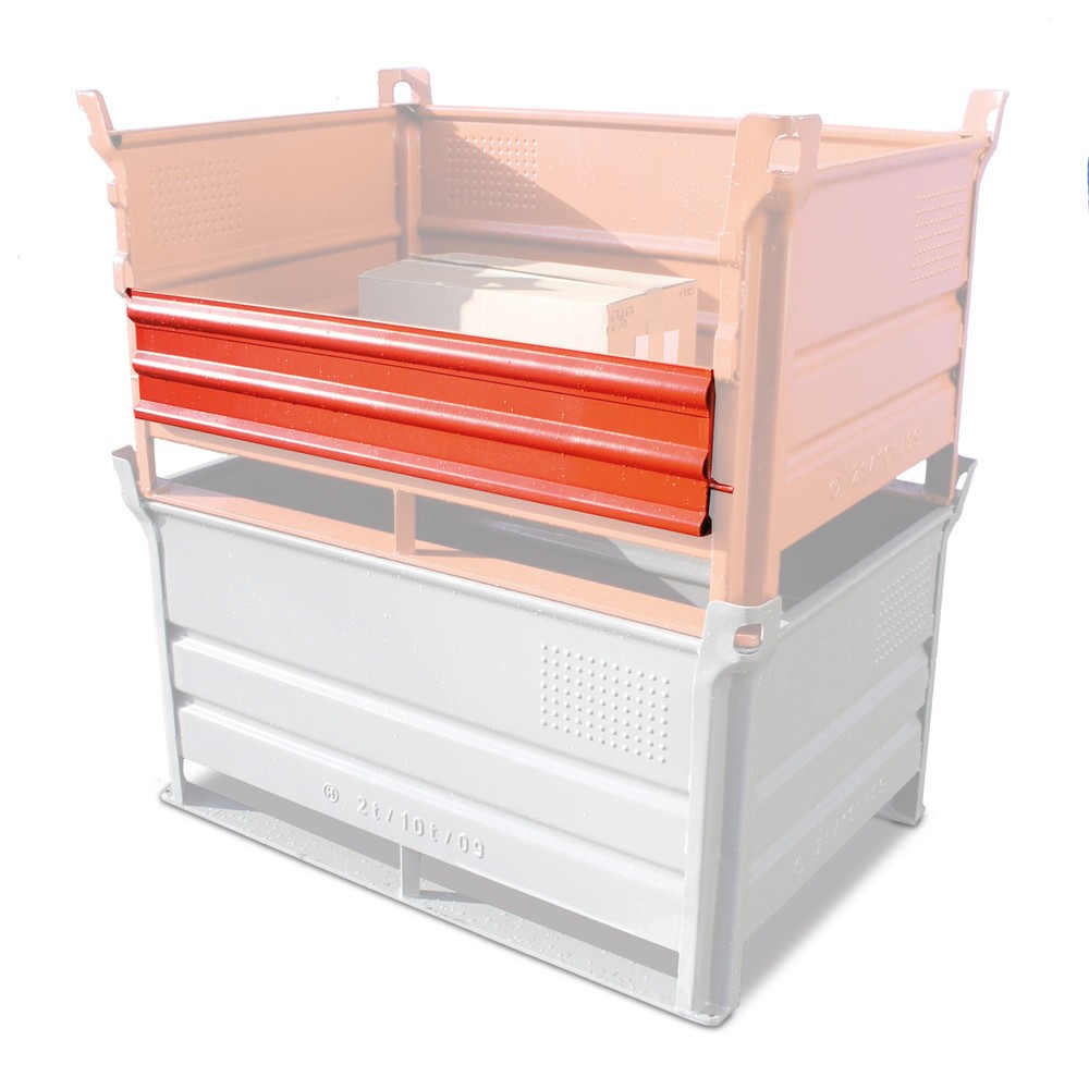 Product afbeelding: Meerprijs ½ volwandklep voor stapelbak HESON®, met skids, capaciteit 1.000 kg, bxd 800 x 500 mm