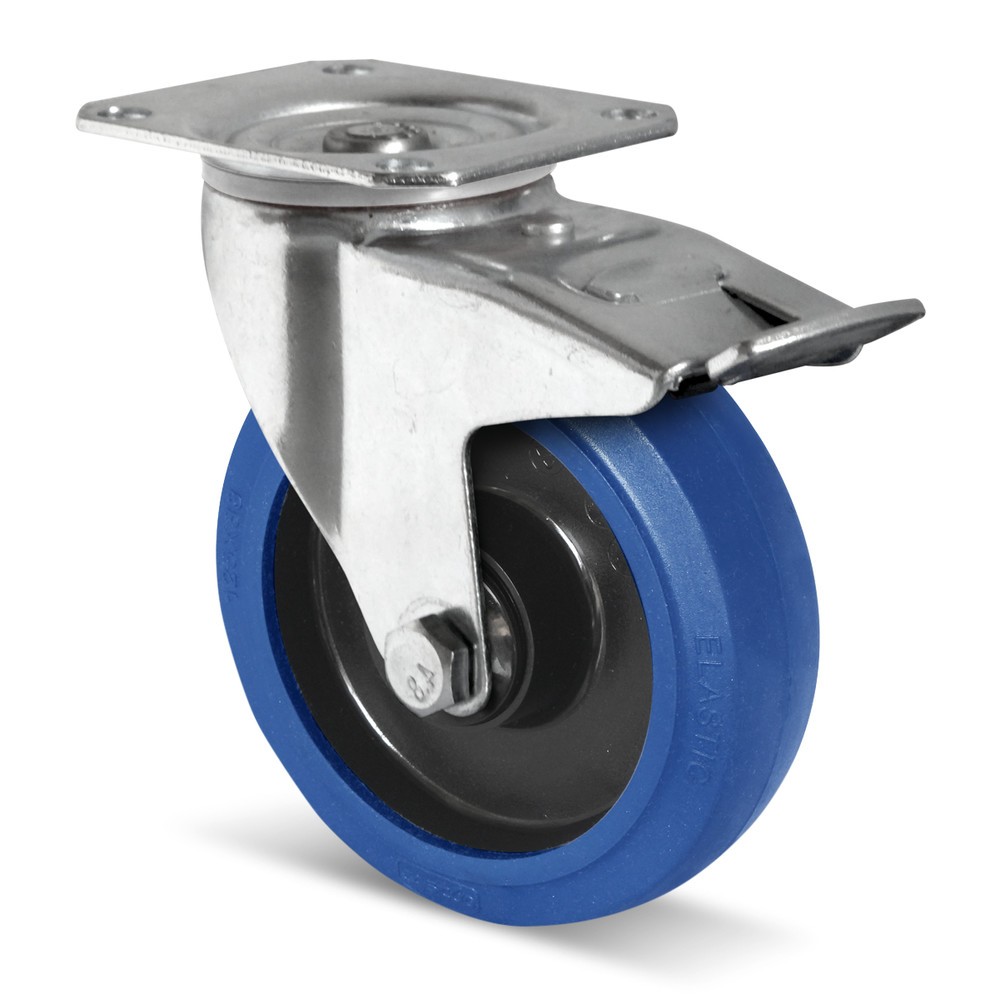 Productafbeelding nr. 2: Meerprijs voor optionele wieluitrusting, elastisch rubber Ø 125 mm, voor rustige loop