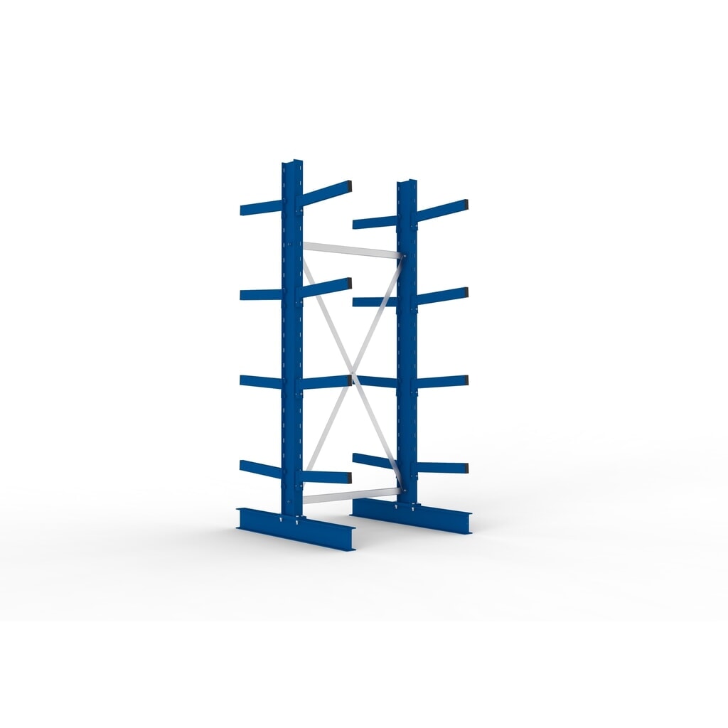 Basiselement draagarmstelling META, dubbelzijdig, draagvermogen per arm 430 kg, hxbxd 2.500 x 1.103 x 1.240 mm Product afbeelding: Basiselement draagarmstelling META, dubbelzijdig, draagvermogen per arm 430 kg, hxbxd 2.500 x 1.103 x 1.240 mm