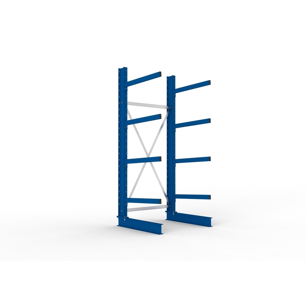 Draagarmstelling META basiselement, eenzijdig, draagvermogen per arm 250 kg, hxbxd 2.500 x 1.103 x 1.030 mm Product afbeelding: Draagarmstelling META basiselement, eenzijdig, draagvermogen per arm 250 kg, hxbxd 2.500 x 1.103 x 1.030 mm