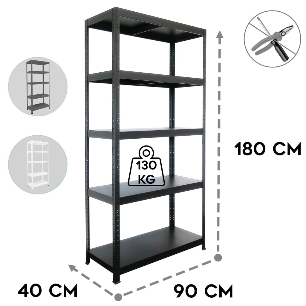 Productafbeelding nr. 3: Metalen inhaakstelling HEMMDAL, VL 130 kg, hxbxd 1.800 x 900 x 400 mm zwart