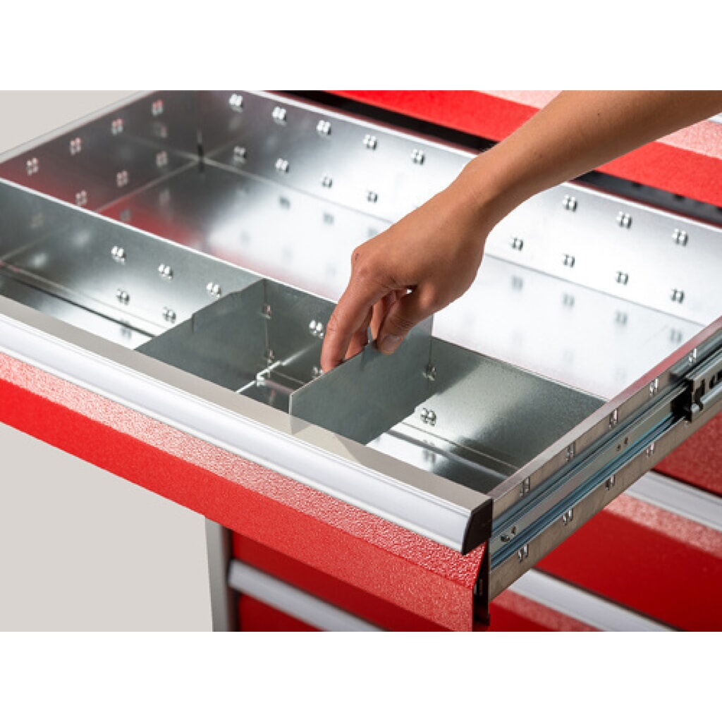 Metalen indeling voor gereedschapswagen Maxmobile, 3 middenvakrails , voor fronthoogte 200 mm Productafbeelding nr. 2: Metalen indeling voor gereedschapswagen Maxmobile, 3 middenvakrails , voor fronthoogte 200 mm