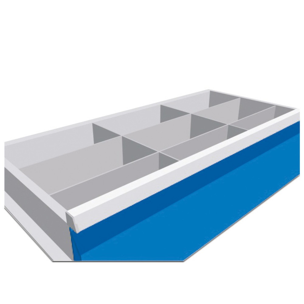 Product afbeelding: Metalen indeling voor gereedschapswagen Maxmobile, 2 middenvakrails, voor fronthoogte 150 mm