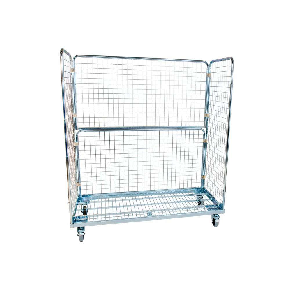 Product afbeelding: Metalen rolcontainer, 3-zijdig, fijnmazig, hxbxd 1.700 x 620 x 1.500 mm
