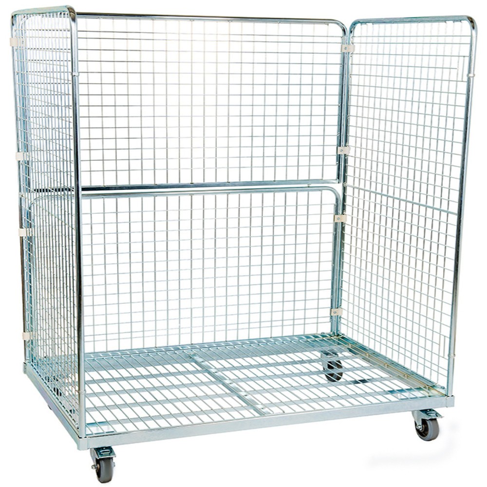 Product afbeelding: Metalen rolcontainer, 3-zijdig, fijnmazig, hxbxd 1.820 x 800 x 1.600 mm