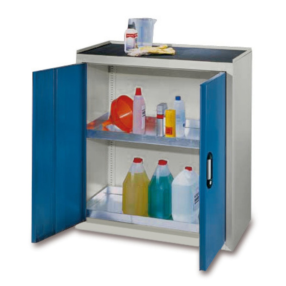 Product afbeelding: Milieukast C+P, 2 lekbakken, hxbxd 1.000 x 930 x 500 mm, lichtgrijs/gentiaanblauw