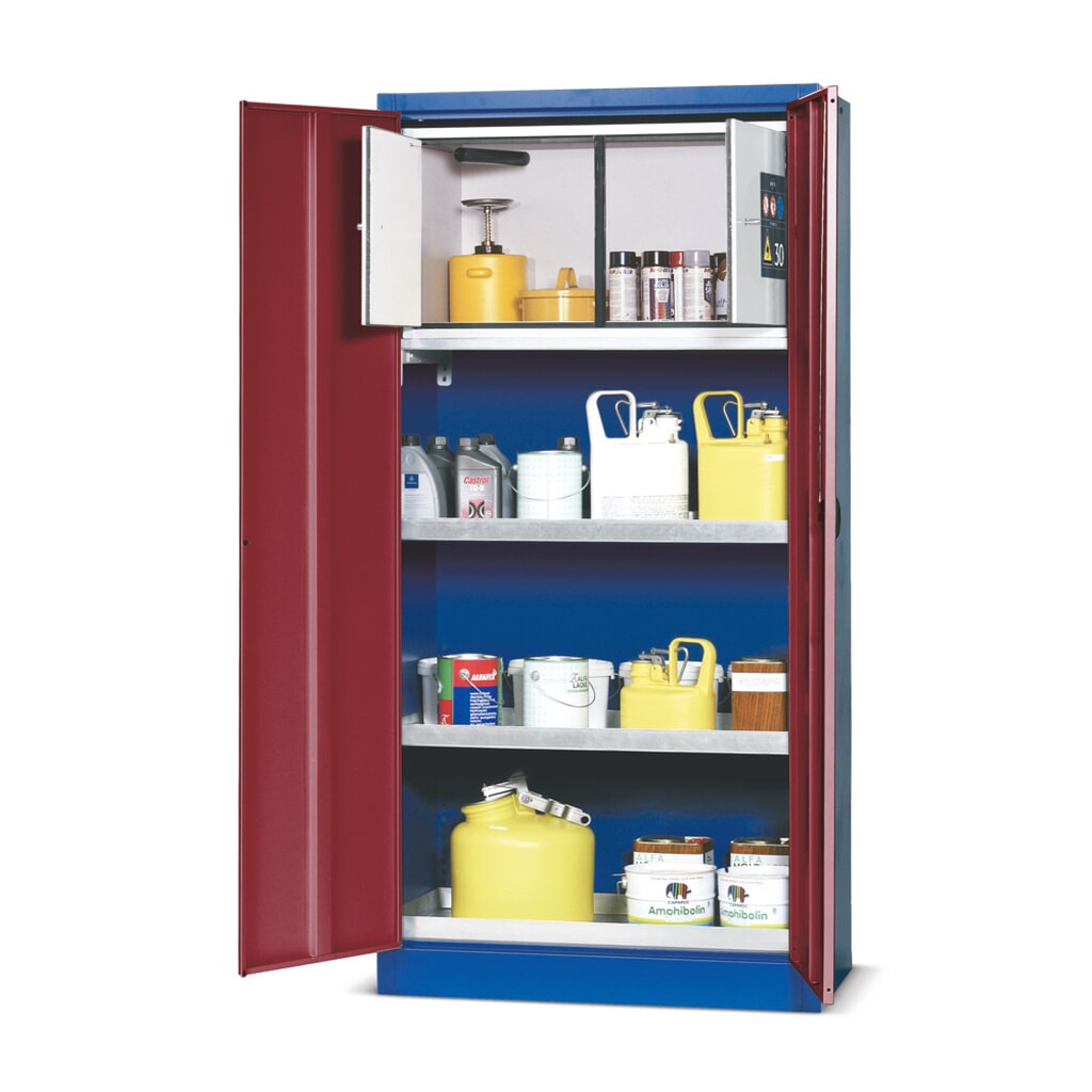 asecos® brandveilige kluis met type 30-box, 2 ladeplanken, lekbak (StawaR), hxbxd 1.950 x 950 x 500 mm Product afbeelding: asecos® brandveilige kluis met type 30-box, 2 ladeplanken, lekbak (StawaR), hxbxd 1.950 x 950 x 500 mm