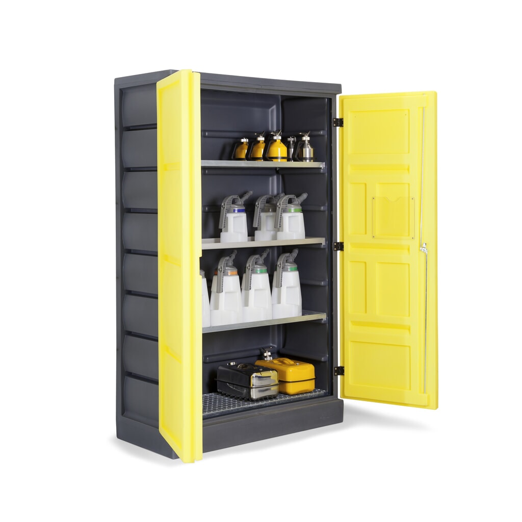 Productafbeelding nr. 6: Denios chemicaliënkast van PE, hxbxd 1.990 x 1.225 x 640 mm, 3 lekbakken + rooster, verzinkt