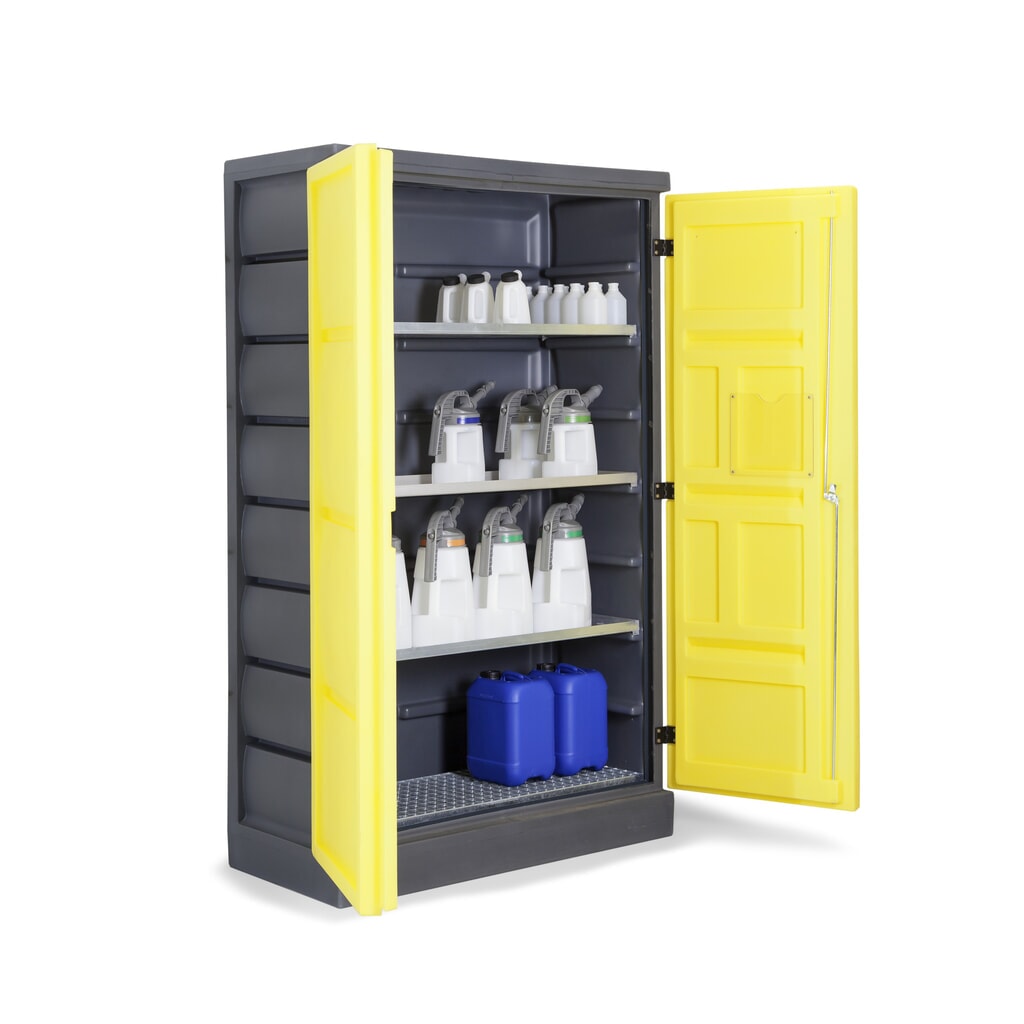 Productafbeelding nr. 7: Denios chemicaliënkast van PE, hxbxd 1.990 x 1.225 x 640 mm, 3 lekbakken + rooster, verzinkt