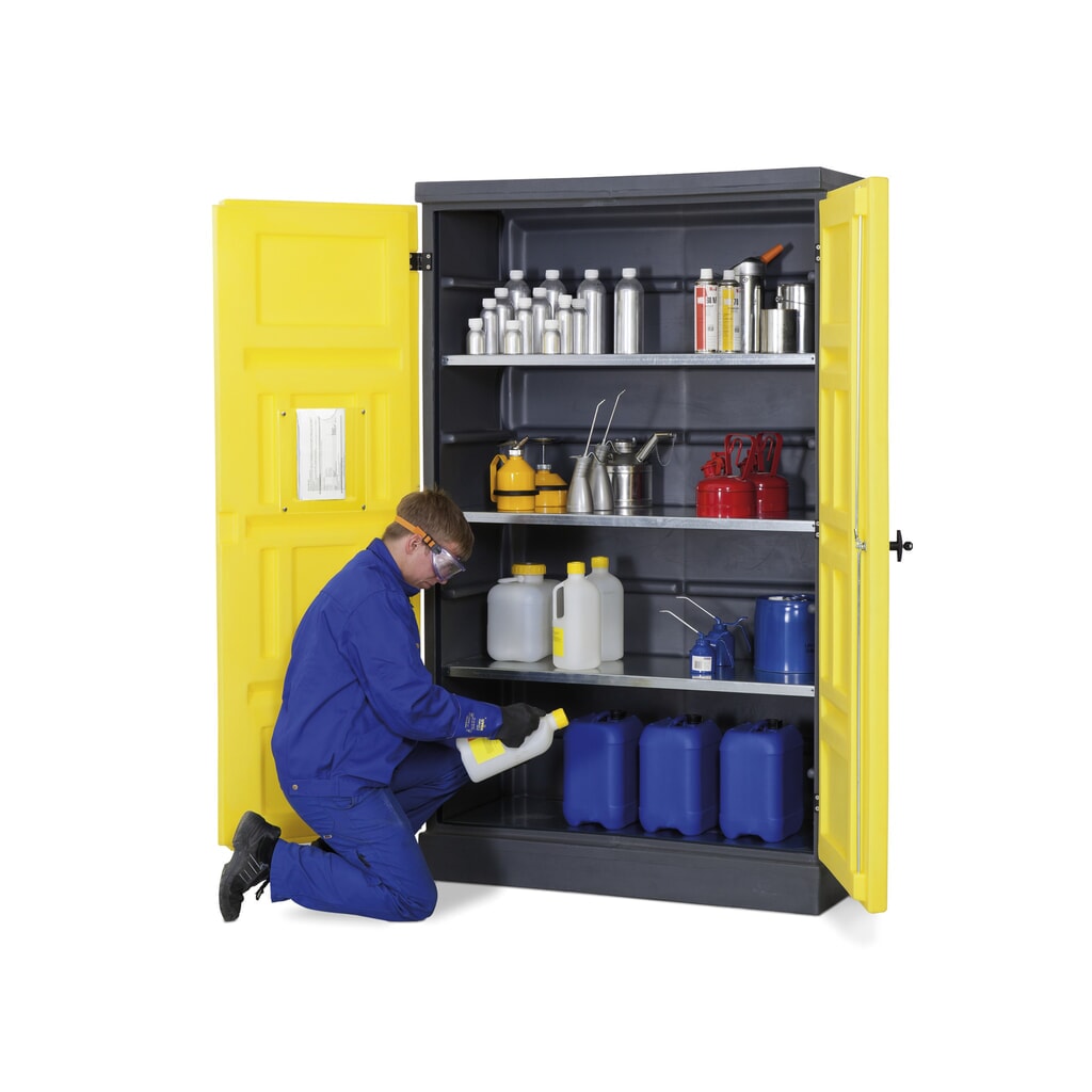 Productafbeelding nr. 8: Denios chemicaliënkast van PE, hxbxd 1.990 x 1.225 x 640 mm, 3 lekbakken + rooster, verzinkt