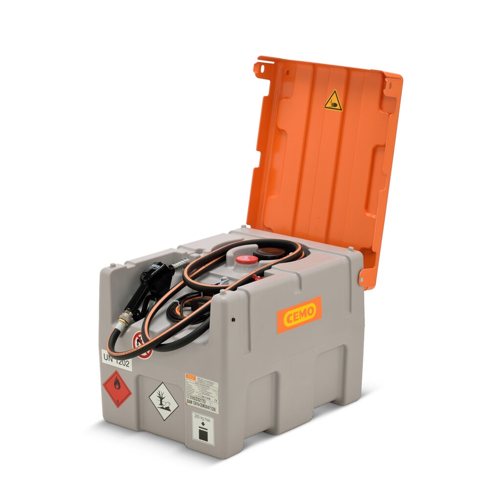 Mobiel dieseltanksysteem CEMO met ADR-goedkeuring, 200 l, 25l/min, met klapdeksel Productafbeelding nr. 2: Mobiel dieseltanksysteem CEMO met ADR-goedkeuring, 200 l, 25l/min, met klapdeksel