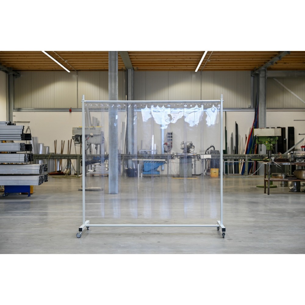 Productafbeelding nr. 1: Mobiele beschermingswand met zwenkarmen, 1-delig, lamellen 2 mm, transparant
