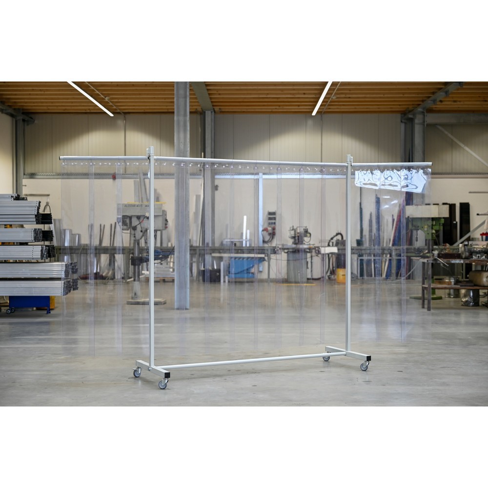 Productafbeelding nr. 2: Mobiele beschermingswand met zwenkarmen, 3-delig, lamellen 2 mm, transparant