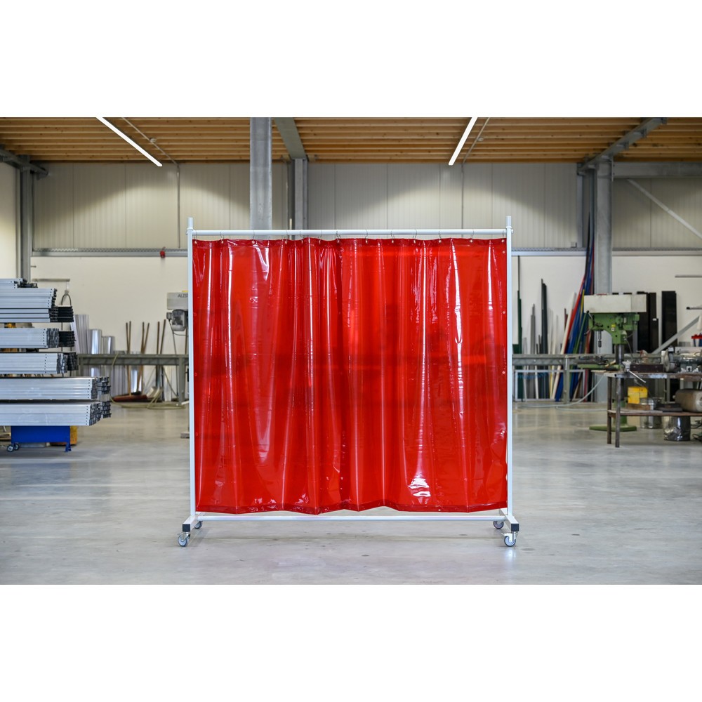 Productafbeelding nr. 1: Mobiele beschermwand met zwenkarmen, volgens ISO EN 25980 (EN 1598), 1-delig, zeil 0,4 mm, rood / transparant