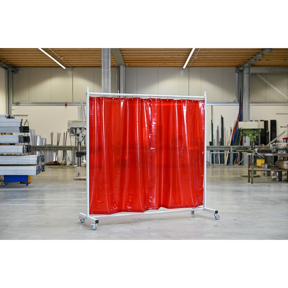 Productafbeelding nr. 2: Mobiele beschermwand met zwenkarmen, volgens ISO EN 25980 (EN 1598), 1-delig, zeil 0,4 mm, rood / transparant
