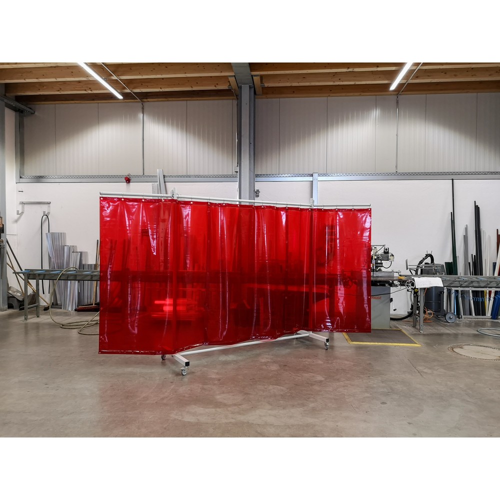 Productafbeelding nr. 2: Mobiele beschermwand met zwenkarmen, volgens ISO EN 25980 (EN 1598), 3-delig, zeil 0,4 mm, rood / transparant