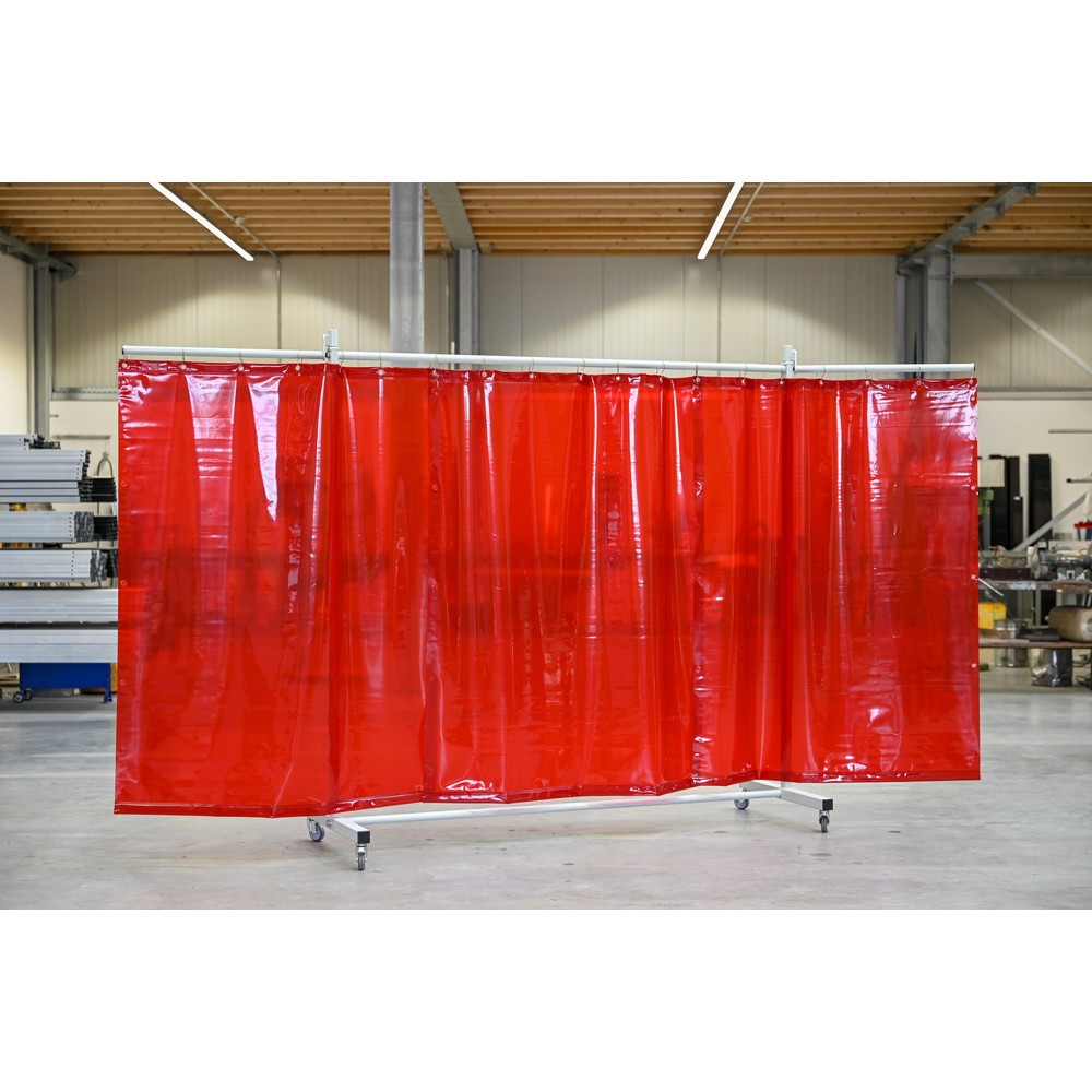 Productafbeelding nr. 3: Mobiele beschermwand met zwenkarmen, volgens ISO EN 25980 (EN 1598), 3-delig, zeil 0,4 mm, rood / transparant