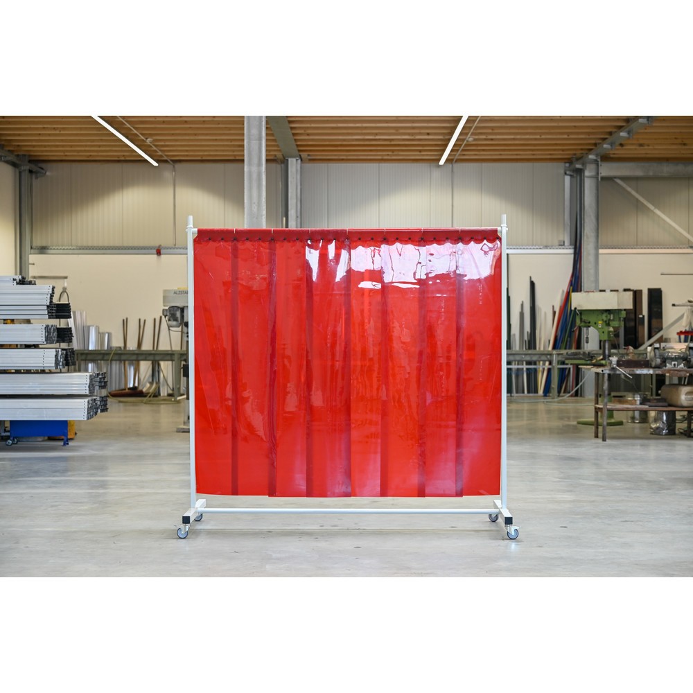 Productafbeelding nr. 1: Mobiele beschermwand met zwenkarmen, volgens ISO EN 25980 (EN 1598), 1-delig, lamellen 2 mm, rood / transparant