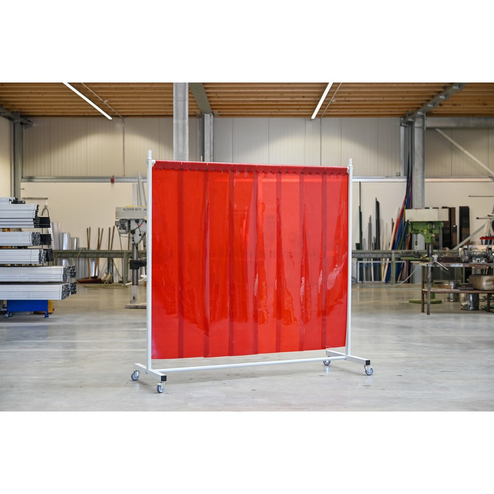 Productafbeelding nr. 2: Mobiele beschermwand met zwenkarmen, volgens ISO EN 25980 (EN 1598), 1-delig, lamellen 2 mm, rood / transparant