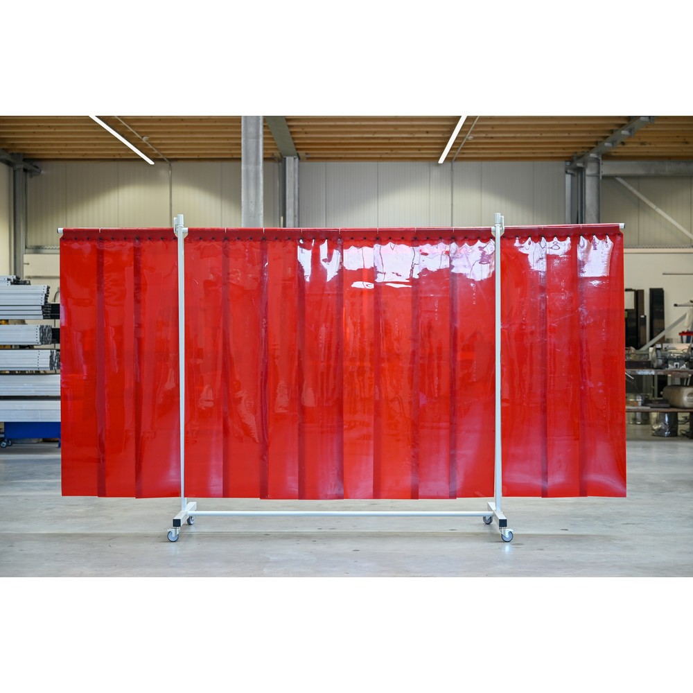 Productafbeelding nr. 1: Mobiele beschermwand met zwenkarmen, volgens ISO EN 25980 (EN 1598), 3-delig, lamellen 2 mm, rood / transparant